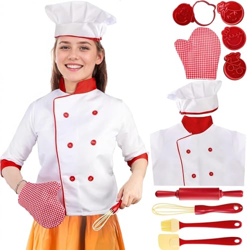 YEOVIBL 11 Stück Chef Set Kinder Kochset, Kostüm Set für Kleinkinder im Alter von 3 +, Kochen Dress-Up Set mit Koch Zubehör, Kinder, Halloween von YEOVIBL