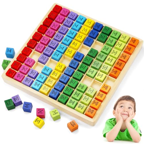 1x1 Lernen Spiel, Einmaleins Spiel, Holz-multiplikationsbrett, EIN Mal Eins Lernen, Mathematik Spiele, Kinder Lernspielzeug Geschenk für Kinder von YESLUSY