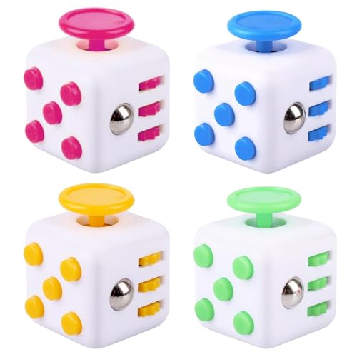 Anti-Stress Würfel Spielzeug 4 Stück Anti Stress Cube Mit 6 Seiten Funktion Infinity Cube Spielzeug Zum Stressabbau Bei Nervosität Bunt Sensorisches Finger Würfel Für Kinder Und Erwachsene von YESTARTDS