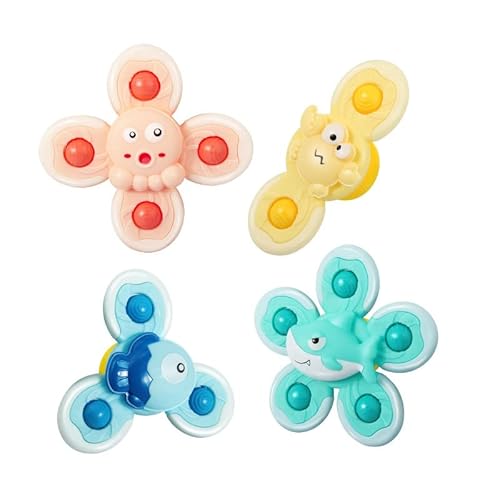 Baby Spinner Saugnapf 4 Stück Sensorische Saugnapf Badespielzeug Drehspielzeug Kinder Saugnapf Baby Badewannenspielzeug Ab 0-3 Jahr Für Kleinkinder Geburtstagsgeschenk Spielzeug von YESTARTDS