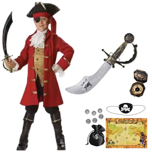 YESUKBM Piratenkostüm für Kinder, Jungen, Piratenkostüm, Piratenkostüm, Verkleidung für Jungen, Geburtstagsparty, Halloween, Cosplay, Alter 9–10 Jahre YESUKBM Piratenkostüm für Kinder, Jungen, Piratenkostüm, Piratenkostüm, Verkleidung für Jungen, Geburtstagsparty, Halloween, Cosplay, Alter 9–10 Jahre von YESUKBM