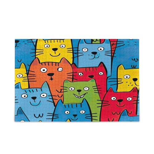 YETTASBIN Katze 1000 Teile Holzpuzzle für Erwachsene Teenager Kinder, lustiges Familienspiel für Urlaub, Spielzeug, Geschenk, Heimdekoration von YETTASBIN