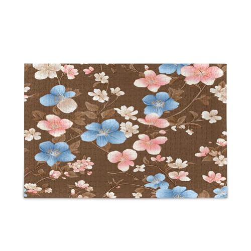 YETTASBIN Rosa Blau Floral 500 Teile Holzpuzzle für Erwachsene Teenager Kinder, lustiges Familienspiel für Urlaub, Spielzeug, Geschenk, Heimdekoration YETTASBIN Rosa Blau Floral 500 Teile Holzpuzzle für Erwachsene Teenager Kinder, lustiges Familienspiel für Urlaub, Spielzeug, Geschenk, Heimdekoration von YETTASBIN