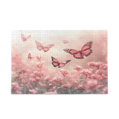 YETTASBIN Rosa Schmetterlinge Blumen 500 Teile Holzpuzzle für Erwachsene Teenager Kinder, lustiges Familienspiel für Urlaub, Spielzeug, Geschenk, Heimdekoration YETTASBIN Rosa Schmetterlinge Blumen 500 Teile Holzpuzzle für Erwachsene Teenager Kinder, lustiges Familienspiel für Urlaub, Spielzeug, Geschenk, Heimdekoration von YETTASBIN