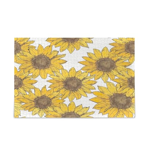 YETTASBIN Sonnenblumen-Holzpuzzle für Erwachsene, Teenager, Kinder, lustiges Familienspiel für Urlaub, Spielzeug, Geschenk, Heimdekoration, 500 Teile von YETTASBIN