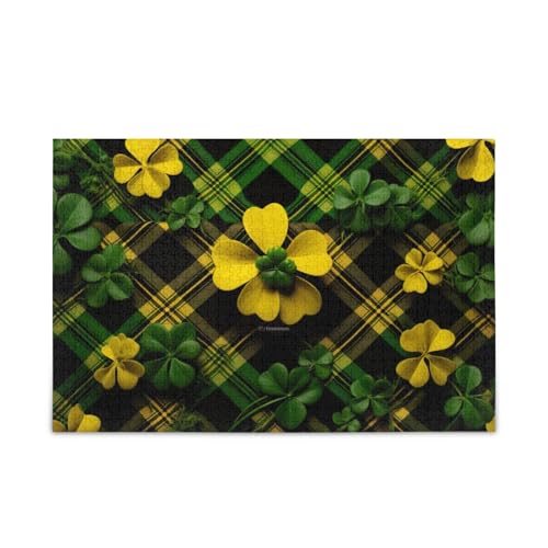 YETTASBIN St. Patrick's Day Kleeblatt 500 Teile Holzpuzzle für Erwachsene Teenager Kinder, lustiges Familienspiel für Urlaub, Spielzeug, Geschenk, Heimdekoration von YETTASBIN