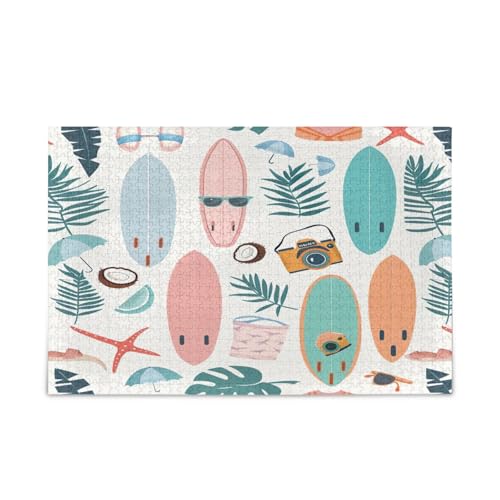 YETTASBIN Surfboards 1000 Teile Holzpuzzle für Erwachsene Teenager Kinder, lustiges Familienspiel für Urlaub, Spielzeug, Geschenk, Heimdekoration von YETTASBIN