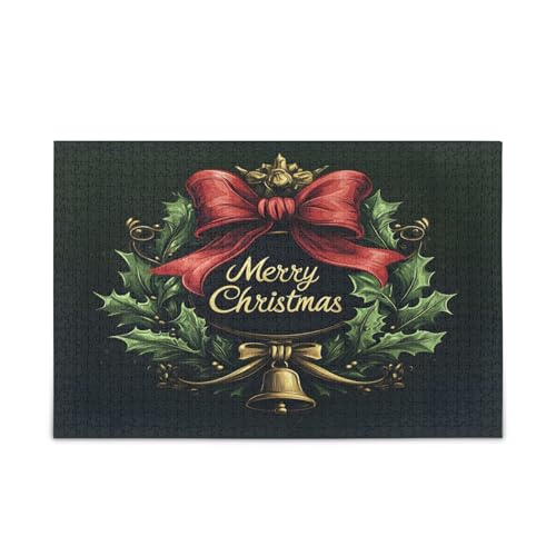 YETTASBIN Weihnachtskranz, 1000 Teile, Holzpuzzle für Erwachsene, Teenager, Kinder, lustiges Familienspiel für Urlaub, Spielzeug, Geschenk, Heimdekoration von YETTASBIN