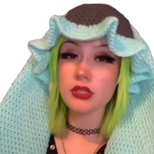 YEUOANA Strickmütze, Eimer, Totenkopf, Kopfbedeckung, Kopfbedeckung, für draußen, lange Ohren, Halloween, übergroße Beanies, Ohren, Hut für Damen von YEUOANA