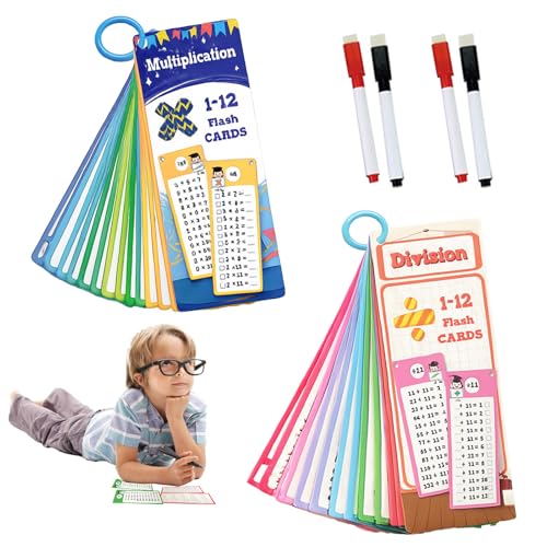1x1 Lernkarten Set - 30 Stück Einmaleins Lernen Karten mit 4 abwischbaren Stiften，Für Multiplikation Und Division Mit Übungsblättern Rechenhilfen Mathe Übungskarten von YEWCEP