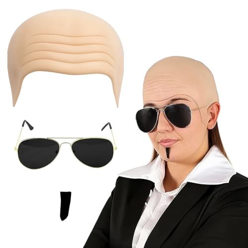 Cosplay Zubehör Cosplay Set Glatze Kopfhaut Kühle Sonnenaugen Kleines Stück Schwarz Cosplay Zubehör Cosplay Set Glatze Kopfhaut Kühle Sonnenaugen Kleines Stück Schwarz von YEWCEP