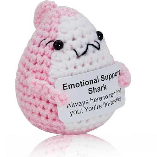 Emotional Support, Positives Häkelhai-Geschenk, Hai Kuscheltier, gehäkeltes emotionales Unterstützungstier, einzigartiges Geburtstagsgeschenk für Hai-Liebhaber, Freunde, Frauen und Männer(Rosa) von YEWCEP
