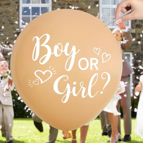 Gender Reveal Balloon, 36 Zoll Ballon mit Blauem und Pinkem Konfetti, Geschlechtsverkündung Baby, Perfekt für Gender Reveal Party und Baby Shower von YEWCEP
