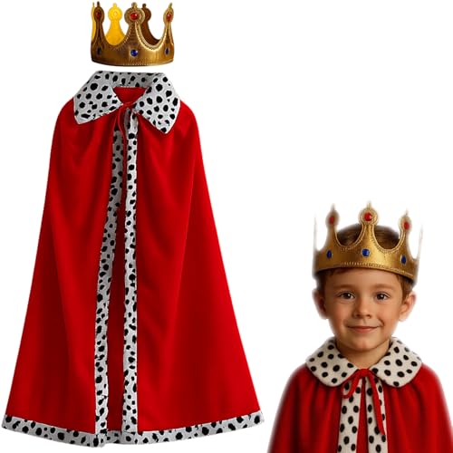 YEWCEP Prinz Umhang Kinder, Junge König Umhang Königsmantel mit Krone, Prinz Kostüm von YEWCEP