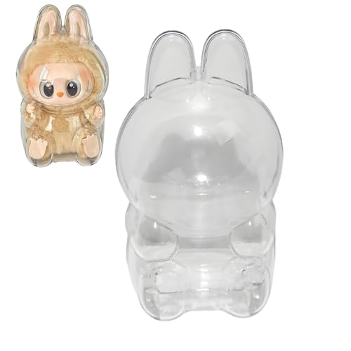YEWCEP Schutzhülle Schlüsselanhänger für Labubu Have a Seat, Protective Transparente PVC-Tasche für Labubu Doll, Installation einfach, modern und langlebig, Schützen Sie Ihre Labubu Puppe von YEWCEP