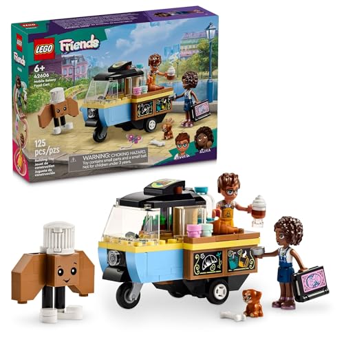 LEGO Friends Mobile Bakery Food Cart Playset, Cooking Toy for Pretend Play, Small Gift for Kids, Girls and Boys Ages 6 and Up with Aliya and Jules Mini-Dolls, Aira Dog Figure and Food Toys, 42606 F von LEGO