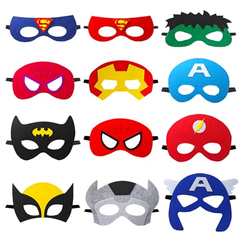 YFCHOTI Party Maske Set für Kinder, 12pcs Cartoon-Superhelden Cosplay Filzmasken, Maskenball Halbmaske für Halloween Karneval Fasching Dress-Up, Kindergeburtstag Mitgebsel Geschenk für Jungen Mädchen YFCHOTI Party Maske Set für Kinder, 12pcs Cartoon-Superhelden Cosplay Filzmasken, Maskenball Halbmaske für Halloween Karneval Fasching Dress-Up, Kindergeburtstag Mitgebsel Geschenk für Jungen Mädchen von YFCHOTI
