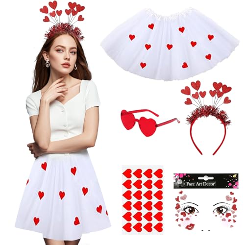 YFCJYBF Amor-Kostüm,Karneval Kostüme Amor Set,Valentinstag-Herz-Stirnband, Pailletten-Herz-Tutu-Aufkleber-Set, Karnevalskleidung,Bekleidungszubehör zum Valentinstag YFCJYBF Amor-Kostüm,Karneval Kostüme Amor Set,Valentinstag-Herz-Stirnband, Pailletten-Herz-Tutu-Aufkleber-Set, Karnevalskleidung,Bekleidungszubehör zum Valentinstag von YFCJYBF