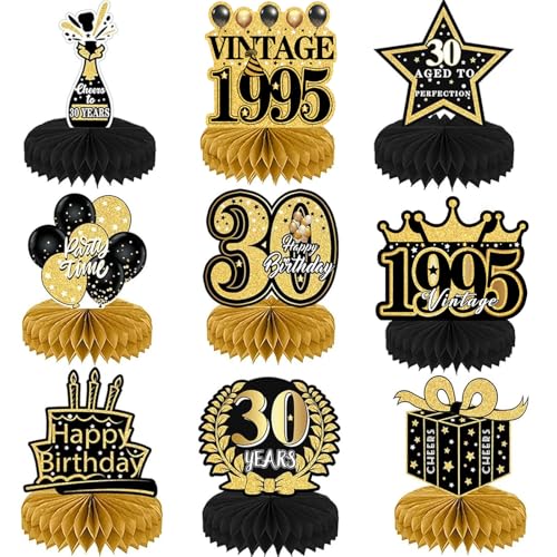9 Stück Schwarze Goldene Bienenwabe Mittelstück Tischdeko Geburtstag, 30. Geburtstag Junge, 30 Geburtstag Deko, 30 Geburtstag Party Deko für Männer, Geschenke für Junge Geburtstag (Schwarze Goldene) 9 Stück Schwarze Goldene Bienenwabe Mittelstück Tischdeko Geburtstag, 30. Geburtstag Junge, 30 Geburtstag Deko, 30 Geburtstag Party Deko für Männer, Geschenke für Junge Geburtstag (Schwarze Goldene) von YFJSML