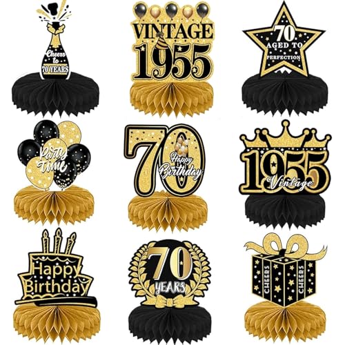 YFJSML 7 Stück Schwarze Goldene Bienenwabe Mittelstück Tischdeko Geburtstag, 70. Geburtstag Junge, 70 Geburtstag Deko, 70 Geburtstag Party Deko für Männer, Geschenke für Junge Geburtstag YFJSML 7 Stück Schwarze Goldene Bienenwabe Mittelstück Tischdeko Geburtstag, 70. Geburtstag Junge, 70 Geburtstag Deko, 70 Geburtstag Party Deko für Männer, Geschenke für Junge Geburtstag von YFJSML