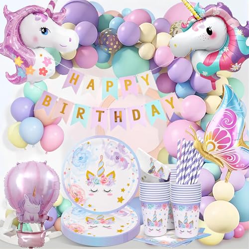 147 Stück Einhorn Geburtstag Partygeschirr Set, Pappteller Kindergeburtstag Deko Luftballons, Einhorn Geburtstagsdeko Ballon Party Geschirr Pappteller Tassen Servietten für Party Kindergeburtstag 147 Stück Einhorn Geburtstag Partygeschirr Set, Pappteller Kindergeburtstag Deko Luftballons, Einhorn Geburtstagsdeko Ballon Party Geschirr Pappteller Tassen Servietten für Party Kindergeburtstag von YFKJEU