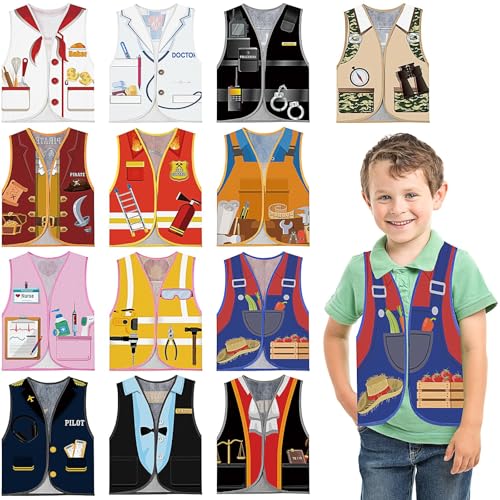 YFNVH 13er Set Kinder Kostüm Westen 43x35 cm Rollenspiel Verkleidung für Kindergeburtstag, Fasching, Karneval & Schule, Party Kostüm Weste Jungen & Mädchen von YFNVH