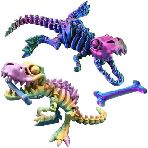 YGCHEN 3D Gedrucktes Dinosaurier Skelett Figuren Flexible Gelenke Dinosaurier Knochen Spielfigur 3D-Gedruckter Actionfigur Spielzeug Heimdekoration Zappelspielzeug von YGCHEN