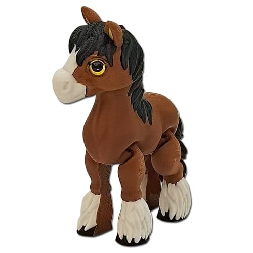 YGCHEN 3D Gedrucktes Pferd Figuren Tierfiguren Fidget Braunes Pony Actionfigur Spielzeug 3D-Gedruckter Fohlen Spielfigur Tierstatue Tischdekoration Zappelspielzeug von YGCHEN