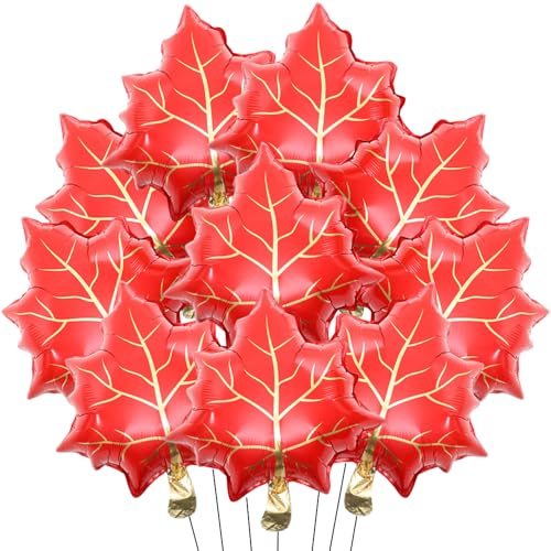 YGCHEN Ahornblatt Luftballons Herbstthemen Party Dekoration Ahornblattballon Herbstahornblätter Folienballons Ahornblatt-Förmiger Luftballon Thanksgiving-Dekorationen 10 Stück von YGCHEN
