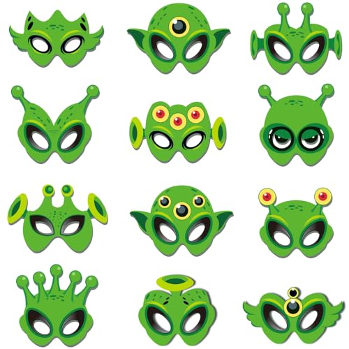 YGCHEN Alien Masken Monster Papiermasken Kindermasken Außerirdische Party Masken Halloween Maske Monstrum Halbmasken für Halloween Karneval Kostüm Party 12 Stück YGCHEN Alien Masken Monster Papiermasken Kindermasken Außerirdische Party Masken Halloween Maske Monstrum Halbmasken für Halloween Karneval Kostüm Party 12 Stück von YGCHEN