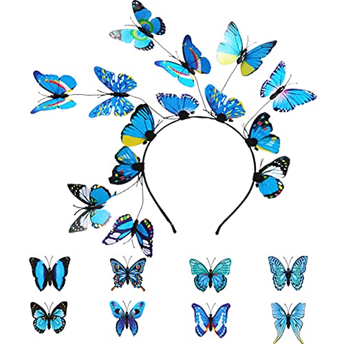 YGCHEN Haarspangen Schmetterling Haarreif Damen Schmetterling Haarschmuck Schmetterling Stirnband Fee Kopfschmuck für Fasching Karneval Halloween Haarband Blau 9 Stück YGCHEN Haarspangen Schmetterling Haarreif Damen Schmetterling Haarschmuck Schmetterling Stirnband Fee Kopfschmuck für Fasching Karneval Halloween Haarband Blau 9 Stück von YGCHEN