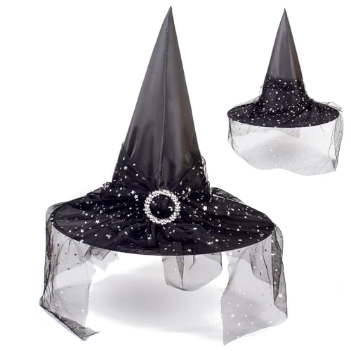 YGCHEN Halloween Hexenhut Schleier Zauberer Hut Halloween Hexenhüte Cosplay Kopfbedeckung Hexe Spitzmütze Halloween Kostüm Zubehör für Erwachsene Kinder YGCHEN Halloween Hexenhut Schleier Zauberer Hut Halloween Hexenhüte Cosplay Kopfbedeckung Hexe Spitzmütze Halloween Kostüm Zubehör für Erwachsene Kinder von YGCHEN