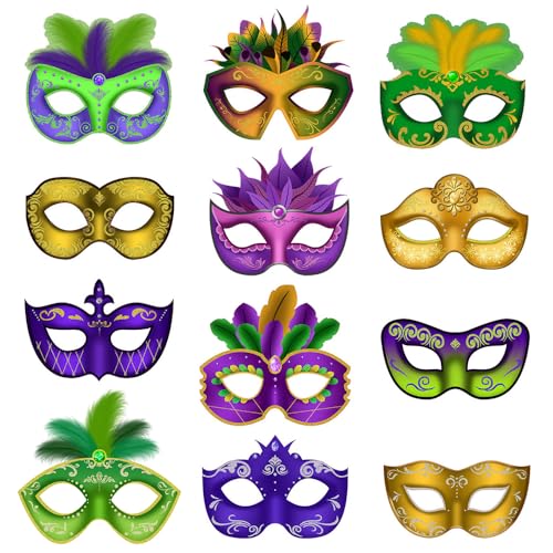 YGCHEN Karneval Masken Kindermasken Venezianische Papiermasken Maskerade Maske Party Masken für Karneval Halloween Kostüm Cosplay Party 12 Stück von YGCHEN