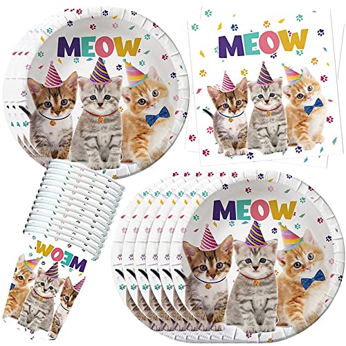 YGCHEN Katze Partygeschirr Kindergeburtstag Deko Kätzchen Geschirr Geburtstag Pappbecher Pappteller Servietten Cat Party Geschirr Supplies 10 Personen YGCHEN Katze Partygeschirr Kindergeburtstag Deko Kätzchen Geschirr Geburtstag Pappbecher Pappteller Servietten Cat Party Geschirr Supplies 10 Personen von YGCHEN