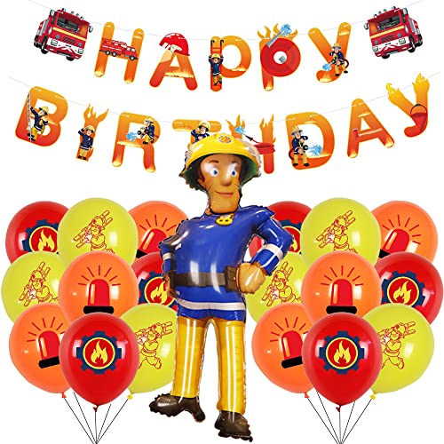 YGCHEN Luftballons Feuerwehrmann Geburtstag Latex Ballons Sam Folienballon Happy Birthday Banner Feuerwehr Geburtstag Dekoration Ballon Kindergeburtstag (20 Stück) von YGCHEN