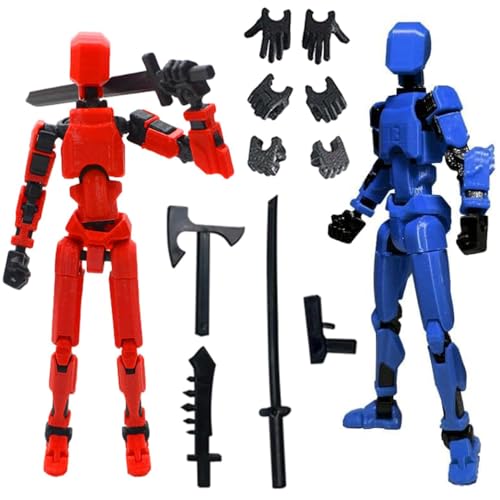 YGCHEN T13 Action Figure Dummy 13 Actionfigur 3D-Druck Beweglichen Figuren Roboter Actionfiguren Modell Spielzeug Desktop Dekoration (Mit 4 Waffen + 3 Handtypen) 2 Stück von YGCHEN