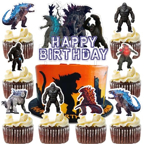 YGCHEN Tortendeko Godzilla Cupcake Topper Kindergeburtstag Kuchen Deko Godzilla vs Kong Kuchen Dekoration Happy Birthday Cake Topper Godzilla Geburtstag Dinosaurier Gorilla Kuchen Topper 25 Stück YGCHEN Tortendeko Godzilla Cupcake Topper Kindergeburtstag Kuchen Deko Godzilla vs Kong Kuchen Dekoration Happy Birthday Cake Topper Godzilla Geburtstag Dinosaurier Gorilla Kuchen Topper 25 Stück von YGCHEN