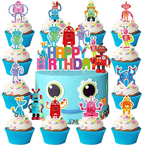 YGCHEN Tortendeko Roboter Kuchen Dekoration Happy Birthday Cake Toppers Roboter Figuren Kuchendeko Geburtstag Cupcake Topper Kinder Geburtstagstorte Deko 15 Stück YGCHEN Tortendeko Roboter Kuchen Dekoration Happy Birthday Cake Toppers Roboter Figuren Kuchendeko Geburtstag Cupcake Topper Kinder Geburtstagstorte Deko 15 Stück von YGCHEN