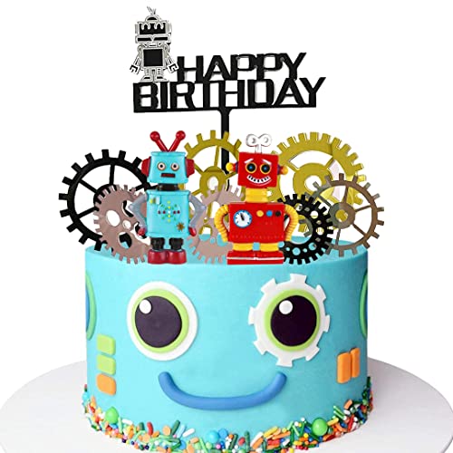 YGCHEN Tortendeko Roboter Kuchendeko Happy Birthday Cake Topper Geburtstag Roboter Figuren Torte Kinder Geburtstagstorte Dekoration 10 Stück von YGCHEN