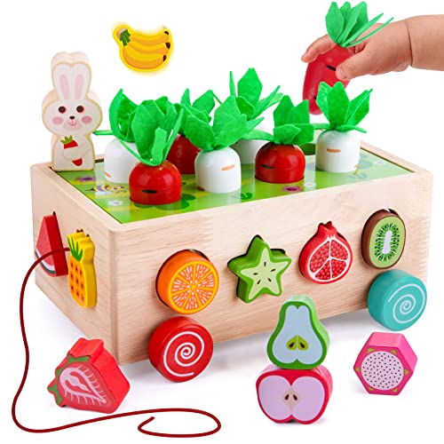 YGJT Montessori Motorikspielzeug ab 1 Jahr Spielzeug 6 in 1 Holz, SteckSpiel Sortierspiel Karottenernte Stapelspiel Lernspielzeug Ostern Geburtstag Geschenk für 2 3 Jahre Mädchen Junge YGJT Montessori Motorikspielzeug ab 1 Jahr Spielzeug 6 in 1 Holz, SteckSpiel Sortierspiel Karottenernte Stapelspiel Lernspielzeug Ostern Geburtstag Geschenk für 2 3 Jahre Mädchen Junge von YGJT