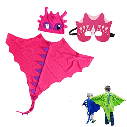 YGMXZL Dinosaurier Cape Cosplay,Dinosaurier Kostüm Set,Dinosaurier Maske Kapuzenumhang,Köstum Cape mit Mask für Halloween,Geburtstagsfeier,Schulaufführung (rosa) von YGMXZL