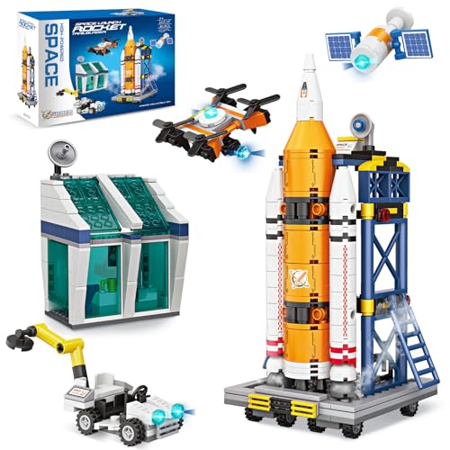YGNNXRN 461PCS City Space Shuttle STEM Bauspielzeug - Rakete, Space Shuttle, Mondfahrzeug & Satellit Geschenk für Kinder 6-12, Jungen & Mädchen, Geburtstag & Weihnachten von YGNNXRN