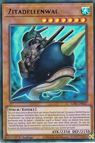 LDS1-DE027 - Zitadellenwal - Ultra Rare - Yugioh - Deutsch - 1. Auflage im Set mit Ultra Pro Toploader und Ultra Pro Schutzhülle (Klarsicht) von YGO