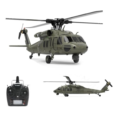 RC Hubschrauber Für Erwachsene, 1:47 2.4G 6CH Brushless Direct Drive UH60-Black Hawk Flugmodell Mit 3D Stunt & 5.8G Bildübertragung, Elektrische Simulation Flugzeug Hobby-Grade Modell RTF (no cameras) von YGWXYYZJ