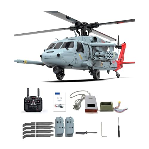 YGWXYYZJ RC Helikopter Für Erwachsene Dual Brushless Motors Direct-Drive 6CH RC Hubschrauber Ferngesteuert Einstellbarer Flugregler Mit 5.8G Bildübertragung 2 Intelligente Akkus (grau) von YGWXYYZJ