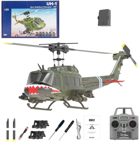 YGWXYYZJ RC-Hubschrauber für Erwachsene, C032 2.4G 6CH Gyro Stabilized Remote Control Aircraft mit Altitude Hold & Optical Flow, One-Key Takeoff/Landing 3D Rolling 2 Battery RTF(Natural) von YGWXYYZJ