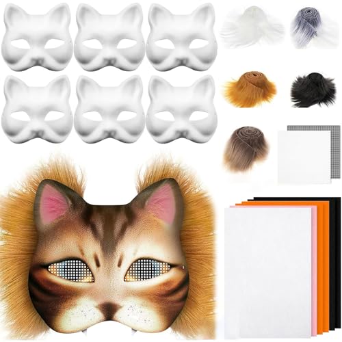 YGXNHOG 29/42pcs Unbemaltte Katzen Gesichtsmaskenpapiermaske Mit Pelziger Zipfel Stoff Augennetz Unbemalte Maskeradenmaske Für Handwerk YGXNHOG 29/42pcs Unbemaltte Katzen Gesichtsmaskenpapiermaske Mit Pelziger Zipfel Stoff Augennetz Unbemalte Maskeradenmaske Für Handwerk von YGXNHOG