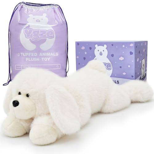 YGZE Plüsch Welpe Hund Stofftier Braun Weiß Weiches Kuscheltier (Weiß) von YGZE