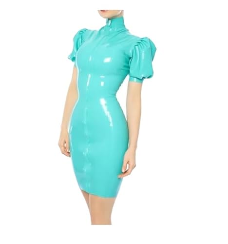 Seeblaues Latexkleid für Damen, Laternenärmel, eng, maßgeschneidert, handgefertigte Kleidung, seeblau, 7XL Seeblaues Latexkleid für Damen, Laternenärmel, eng, maßgeschneidert, handgefertigte Kleidung, seeblau, 7XL von YGZHANYUANOKU