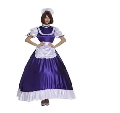 YGZHANYUANOKU Abschließbares Sissy Gothic Lolita Punk, Satin, Cosplay-Kostüm, individuelles Weihnachtskostüm, Karneval, Lila, 6XL von YGZHANYUANOKU